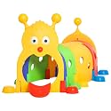 Qaba Caterpillar Play Tunnel for Toddlers, Indoor, 4 Sections, Multicolored