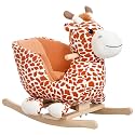 Qaba Kids Plush Ride-On Rocking Horse Toy with Song for 18-36 Months Brown
