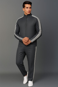 QABIRA Striped Men Track Suit