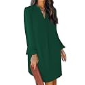 QACOHU Women's Fall Long Ruffle Sleeve V Neck Shift Dresses
