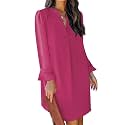 QACOHU Women's Fall Long Ruffle Sleeve V Neck Shift Dresses
