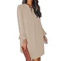 QACOHU Women's Fall Long Ruffle Sleeve V Neck Shift Dresses