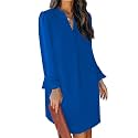 QACOHU Women's Fall Long Ruffle Sleeve V Neck Shift Dresses
