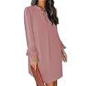 QACOHU Women's Fall Long Ruffle Sleeve V Neck Shift Dresses