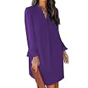 QACOHU Women's Fall Long Ruffle Sleeve V Neck Shift Dresses