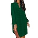QACOHU Women's Fall Long Ruffle Sleeve V Neck Shift Dresses