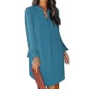 QACOHU Women's Fall Long Ruffle Sleeve V Neck Shift Dresses