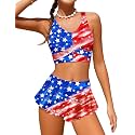 Qaoerde Girls Swimsuit Tropical Print Bikini Set with Ruffle Hem Two Piece Criss Cross Bathing Suits for Girls 7-16 Years
