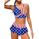 Qaoerde Girls Swimsuit Tropical Print Bikini Set with Ruffle Hem Two Piece Criss Cross Bathing Suits for Girls 7-16 Years