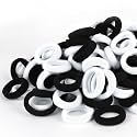 Qarwayoc Small Girls Hair Ties, for Baby Toddlers, Black, White, 1 Inch Dia