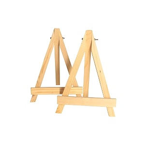 qatalitic 6 inch set of 2pc mini wooden easel stand adjustable small tabletop easels for artist painting mini canvas business card display students kids and displaying photos