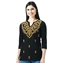 QAZMI Women39s Cotton Straight Embroidered Kurti