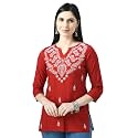 QAZMI Women39s Cotton Straight Embroidered Kurti