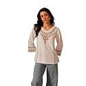 QAZMI Women39s Amina Kashmiri Embroidered V-Neck Short