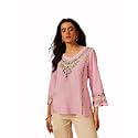 QAZMI Women39s Amina Kashmiri Embroidered V-Neck Short