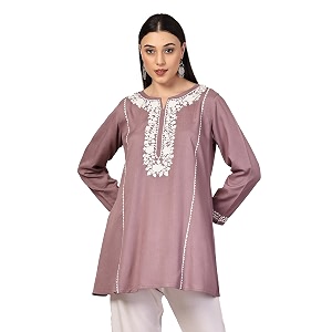 QAZMI Womens Ardra Aari Embroidered Viscose Rayon