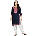 QAZMI Women39s Chinarkari Embroidered Viscose Rayon 34