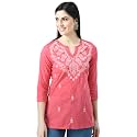QAZMI Women39s Cotton Straight Embroidered Kurti
