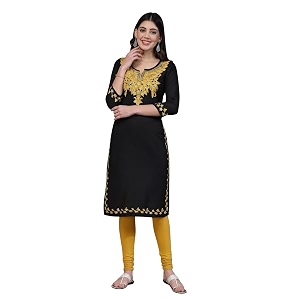 QAZMI Womens Kashmiri Embroidered Keyhole Neck 3