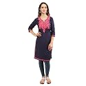 QAZMI Women39s Rayon Cotton Straight Keyhole Neck