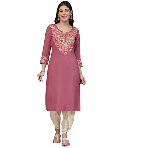 QAZMI Womens Noura Kashmiri Aari Embroidered Viscose