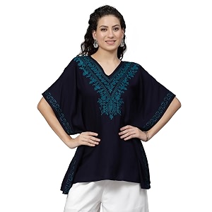 QAZMI Womens Rayon Cotton Kaftan