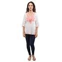 QAZMI Women39s Regular Kashmiri Embroidered Cotton QAZY1229_White_2XL