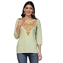 QAZMI Women39s Rayon Cotton Straight Keyhole Neck
