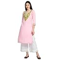 QAZMI Women39s Rayon Cotton Keyhole Neck Three-Quarter