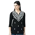 QAZMI Women39s Cotton Straight Embroidered Kurti