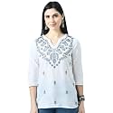 QAZMI Women39s Cotton Straight Embroidered Kurti