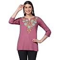 QAZMI Women39s Rayon Cotton Straight Keyhole Neck