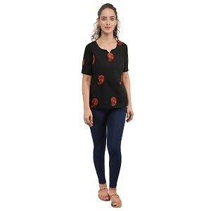 QAZMI Womens Regular Kashmiri Embroidered Cotton