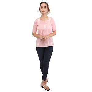 QAZMI Womens Regular Kashmiri Embroidered Cotton