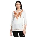 QAZMI Women39s Cotton Embroidered Regular Tunic Shirt