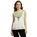 QAZMI Women39s Regular Kashmiri Embroidered Cotton MUSTERQRA3_Green_M