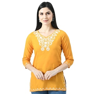 QAZMI Womens Resham Embroidered Kurti Elegant Design3