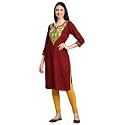 QAZMI Women39s Rayon Cotton Keyhole Neck Three-Quarter