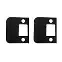 QCAA Solid Brass Extended Lip Strike, 2''X2-1/4", Matte Black, 2 Pack, Made in Taiwan