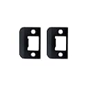 QCAA Solid Brass Extended Lip Strike, 1-1/2"X2-1/4", Matte Black, 2 Pack, Made in Taiwan