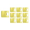 QCAA Solid Brass Extended Lip Strike, 3''X2-1/4", Polish Brass, 10 Pack, Made in Taiwan