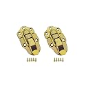 QCAA Toggle Hasp Latch for Small Metal Box, 38mm x 70mm, Brass, Made in Taiwan, 2 Pack