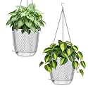 QCQHDU Small Hanging Planters for Indoor Outdoor Plants,Self Watering Flower Pots Hanging Basket Plant Hanger 5.7 Inch with Drainage Holes and 3 Hooks for Window Porch Garden Balcony, (Clear) 2 Pack