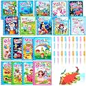 Qeeenar 18 Pack Kid Water Coloring Books, Reusable with Pen, Cute Style