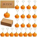 Qeeenar 40 Pcs Thanksgiving Pumpkin Place Card Holders with Fall Cards