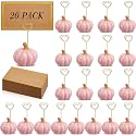 Qeeenar 40 Pcs Thanksgiving Pumpkin Place Card Holder with Fall Cards Pink