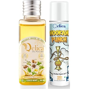 qelica ayurvedic mouthwash coco mint oil pulling 50ml and dubai special mouth spray 10gm combo for oral care