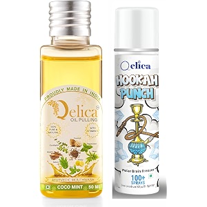 qelica ayurvedic mouthwash coco mint oil pulling 50ml and polar mouth spray 10gm combo for oral care