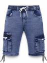 QFA DyedWashed Men Denim Light Blue Cargo