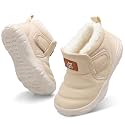 QFH Baby Boys Girls Winter Warm Shoes Cozy Fleece Snow Boots Toddler Non-Slip Walking Shoes Infant Outdoor Water Resistance Faux Fur Booties